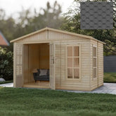 Bureau de jardin - 303x199cm - avec plancher et bardeaux bitumineux noirs - Timbela Ma boutique